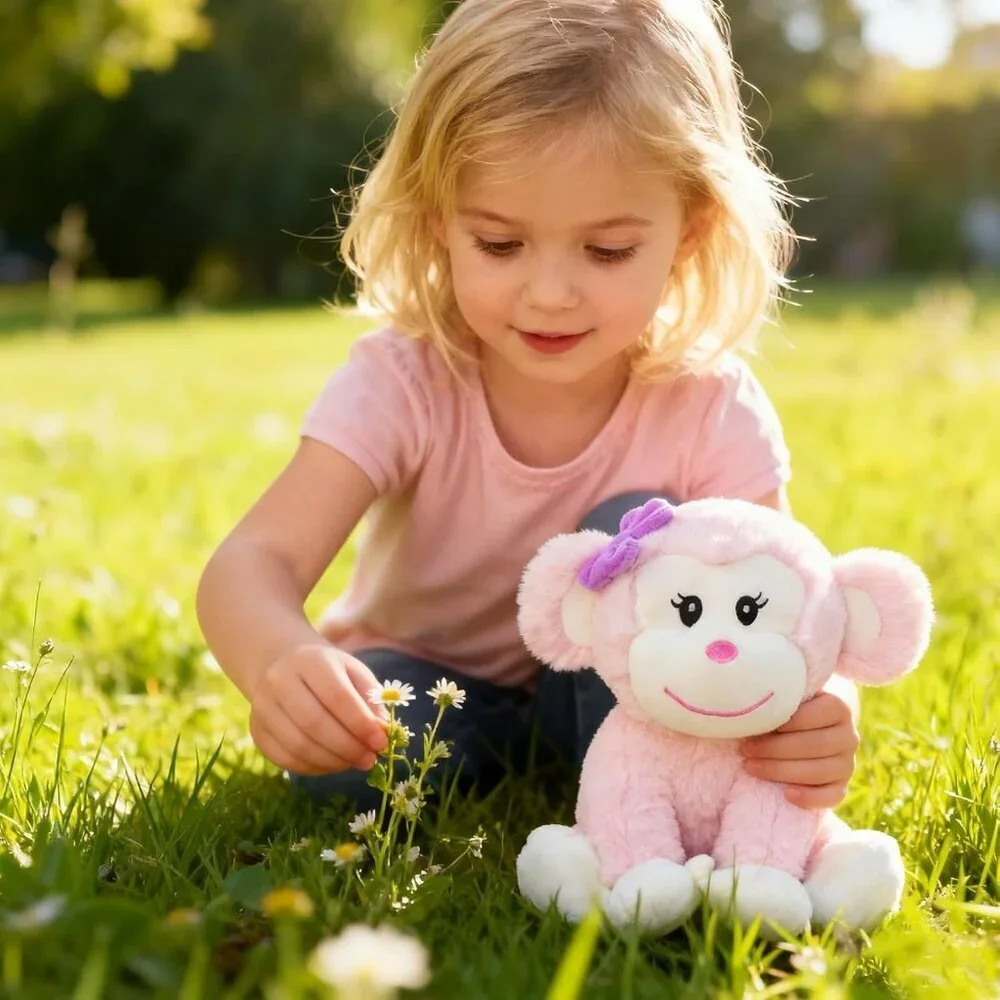 Monkey Stuffed Animal Cute Plush Monkey Toy Birthday for Girls 12 inch Pink